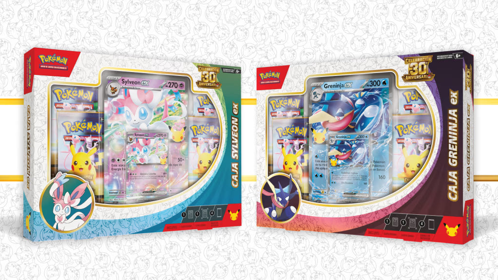 Caja Sylveon ex y Caja Greninja ex de Celebración 30.º Aniversario de JCC Pokémon
